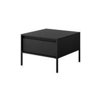 COUCHTISCH Ferrato F 68x68 cm Schwarz Matt - mit 1 Schublade i Riffel-Leiste - Schwarz, Holz/Holzwerkstoff (68/68/48cm) - Ravio