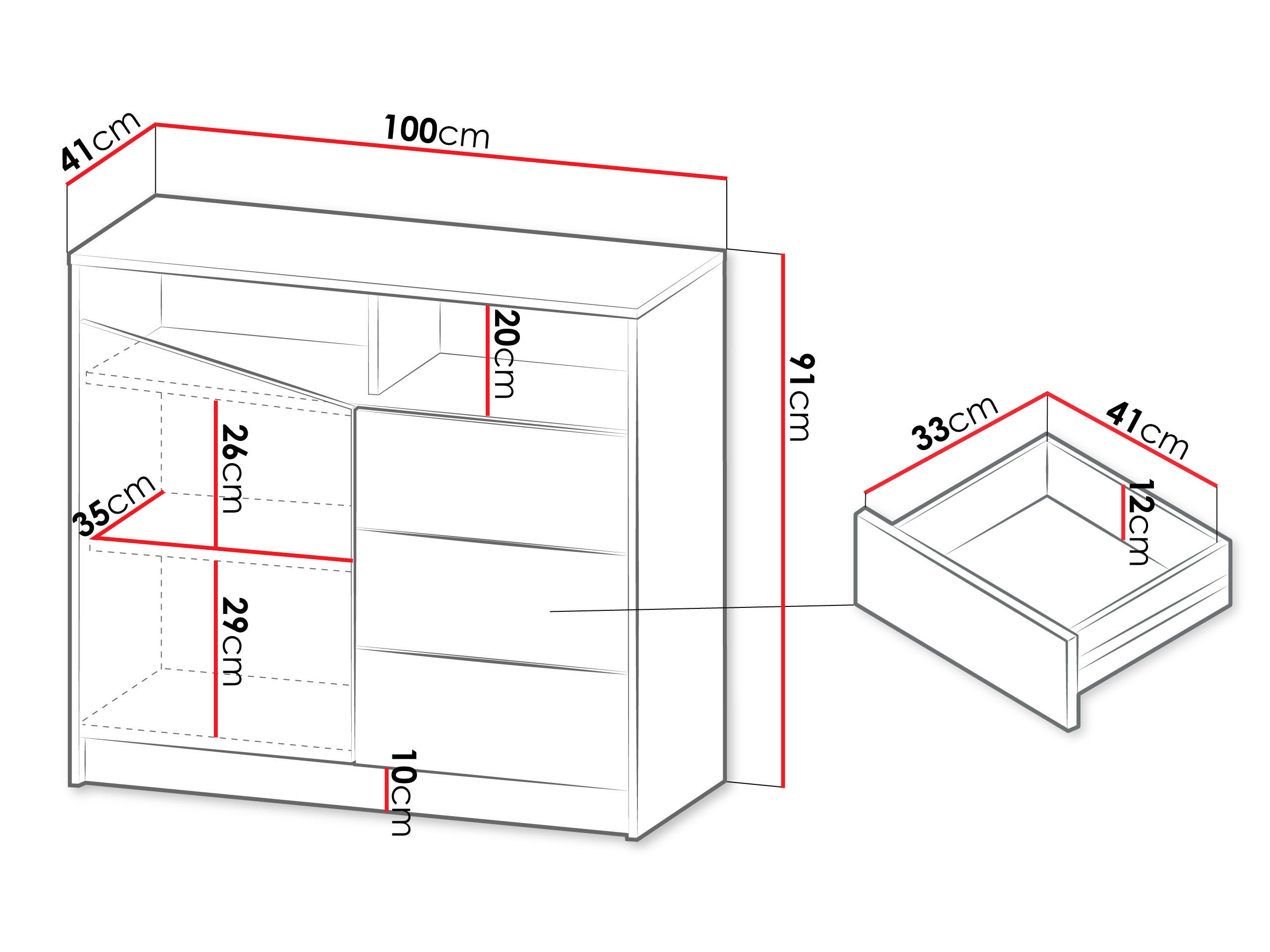 KOMMODE Aston 04 - Eichefarben/Beige, Holzwerkstoff (100/91/41cm) - MIRJAN24