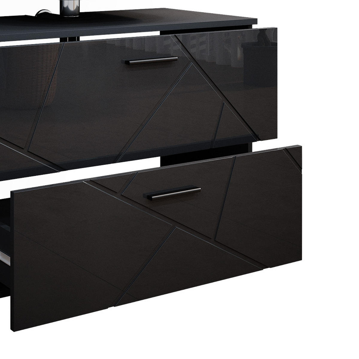 BADMÖBEL-SET Irma Anthrazit Hochglanz 3 Teile mit Spiegelschrank 80 cm - Anthrazit, Holzwerkstoff (80/58.6/41cm) - Vicco