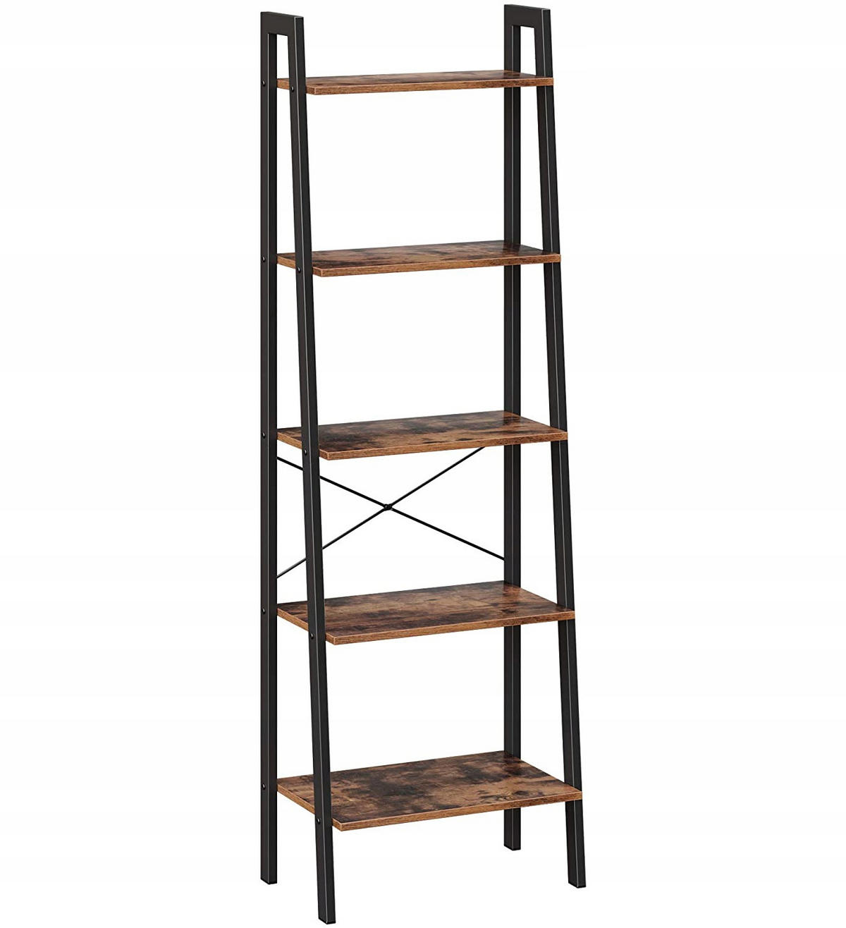STUFENREGAL - Schwarz/Braun, Holz/Metall (56/172/34cm) - VASAGLE
