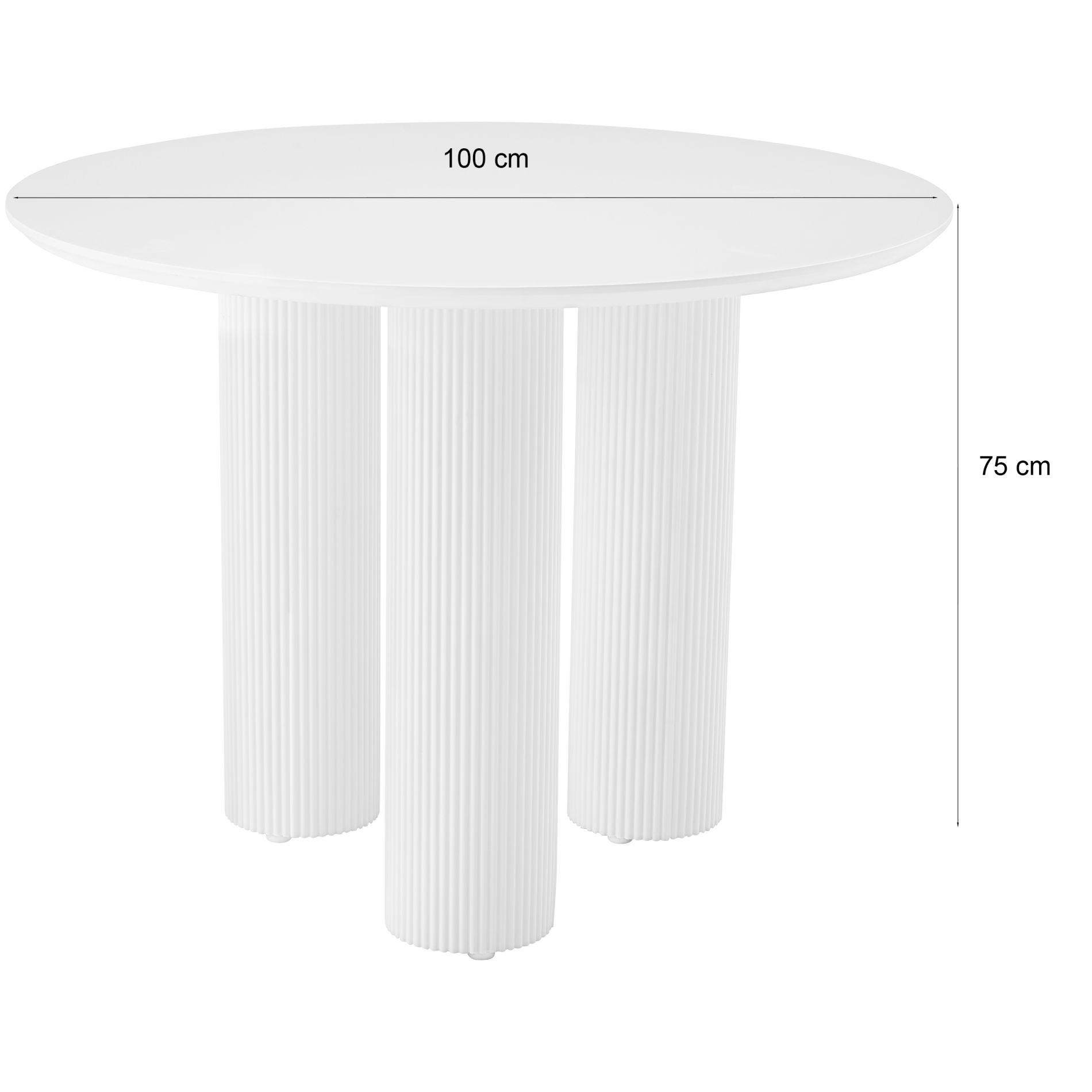 ESSTISCH Fascons rund, Weiß, 100 cm - Weiß, Holzwerkstoff/Metall (100/100/75cm) - Selsey