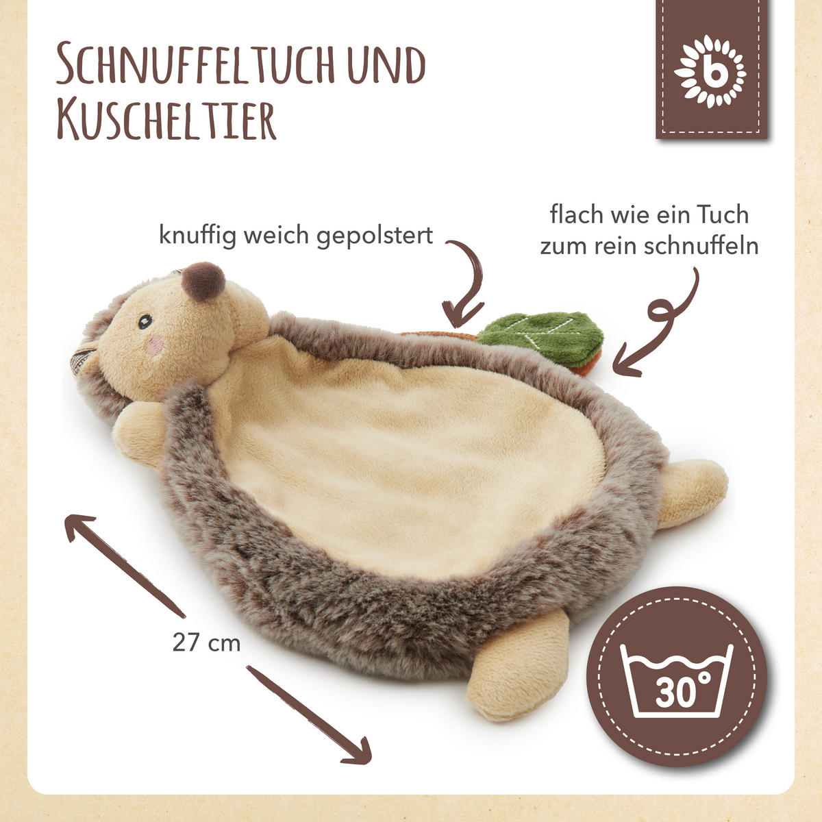 SCHMUSETUCH Baby Igel - Braun, Textil (20/10cm) - Bieco Spielwaren