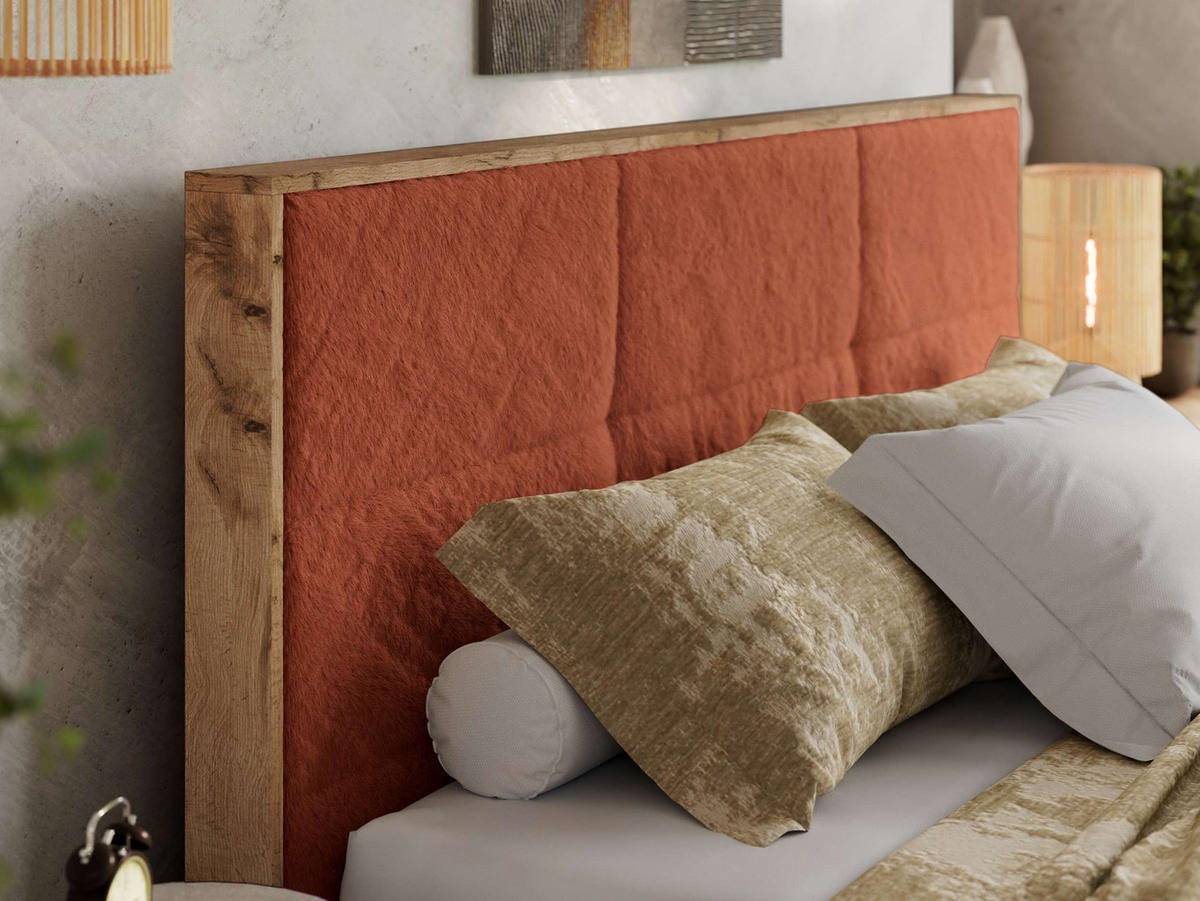 POLSTERBETT LERIO CLASSIC 140/200 - Orange Plüsch - ohne Matratze - Orange, Textil (140/200cm) - MKS