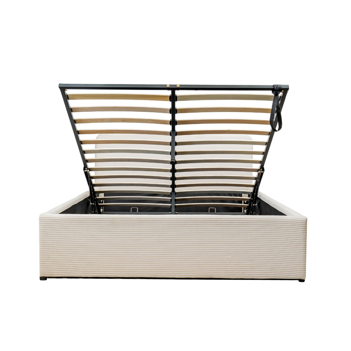 BETTKASTEN 160x200 cm mit kopfteil bezogen mit beigem - livy - Beige, Holz (200/160cm) - Calicosy