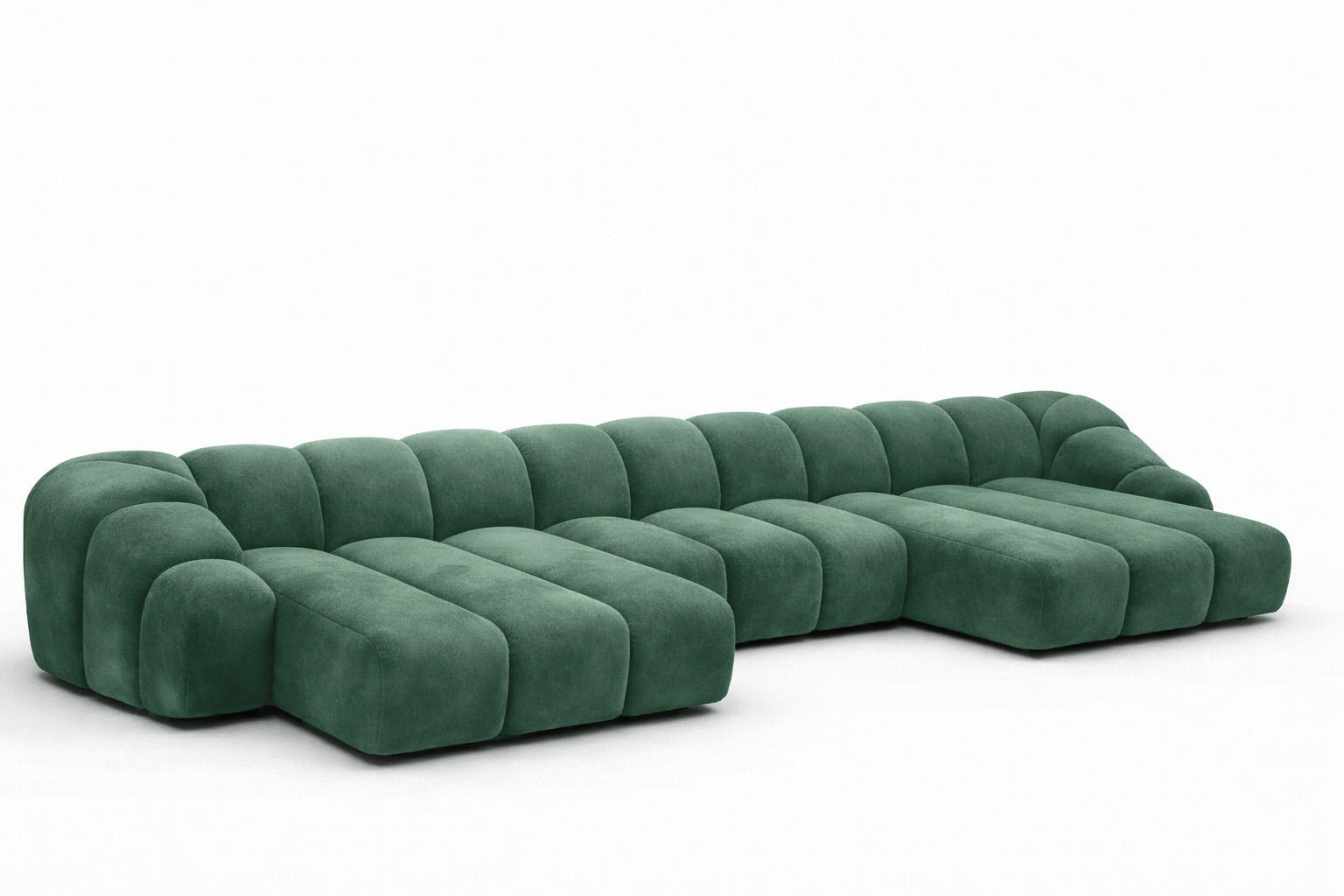 ECKSOFA Modulare U-Form, Veloursstoff Bluvel, Grün, CROISSANT U - Grün, Holz (413/72/190cm) - Kaiser Möbel
