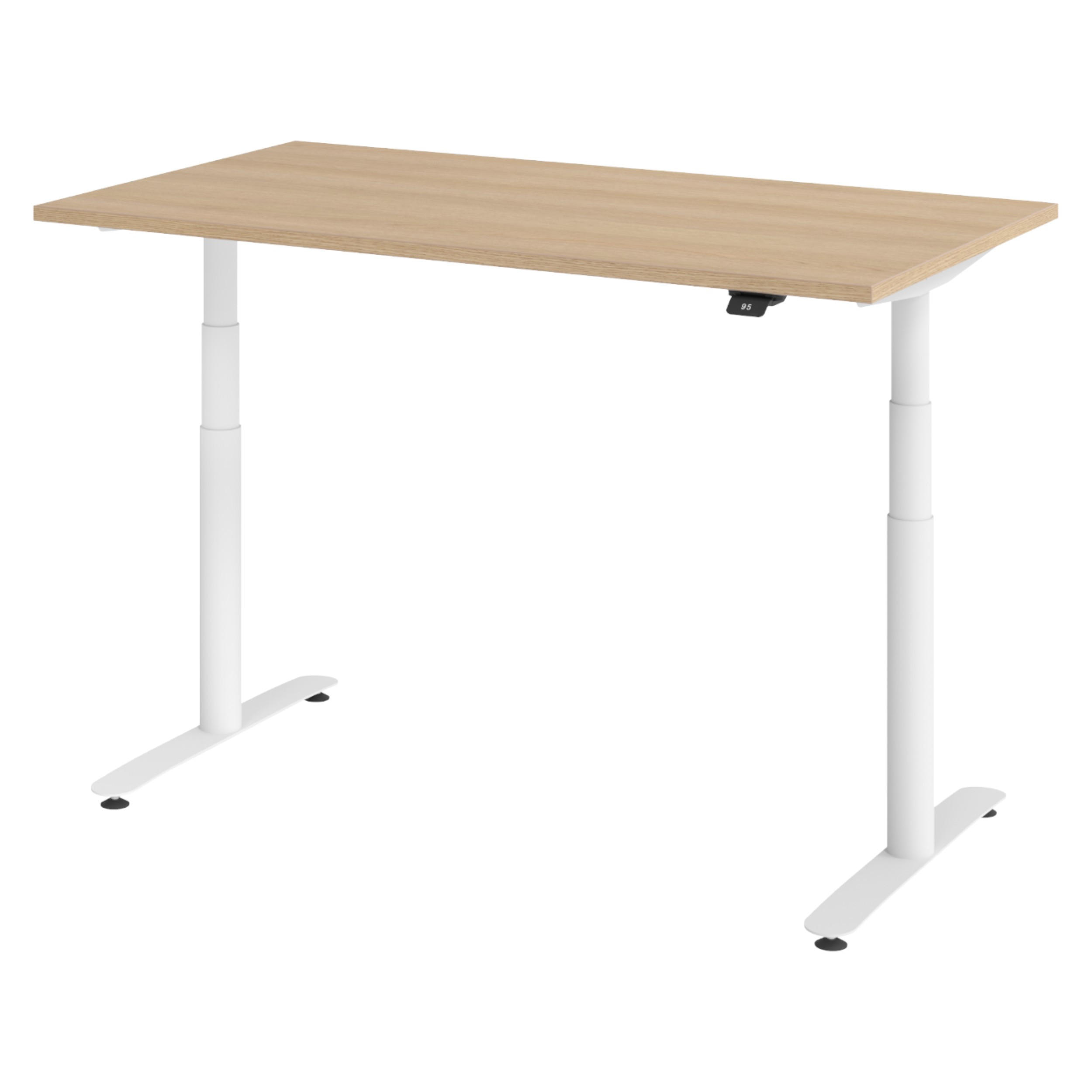 SCHREIBTISCH elektrisch Bluetooth & App XDLR 80/140/72 cm in Eichefarben/Weiß - Eichefarben/Weiß, Holzwerkstoff (80/140/72cm) - bümö