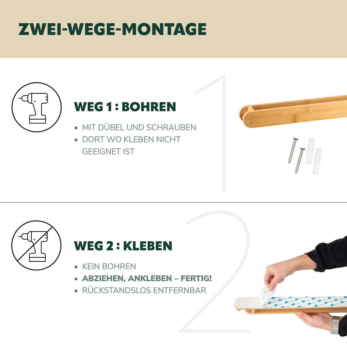 HANDTUCHHALTER, Bambus - Braun, Holz (62/4/5cm) - eluno