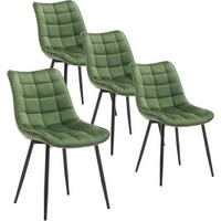 ESSZIMMERSTUHL 4er Set, Samt, Metallbeine, Dunkelgrün - Dunkelgrün/Schwarz, Textil/Metall (46/85.5/40.5cm) - Woltu