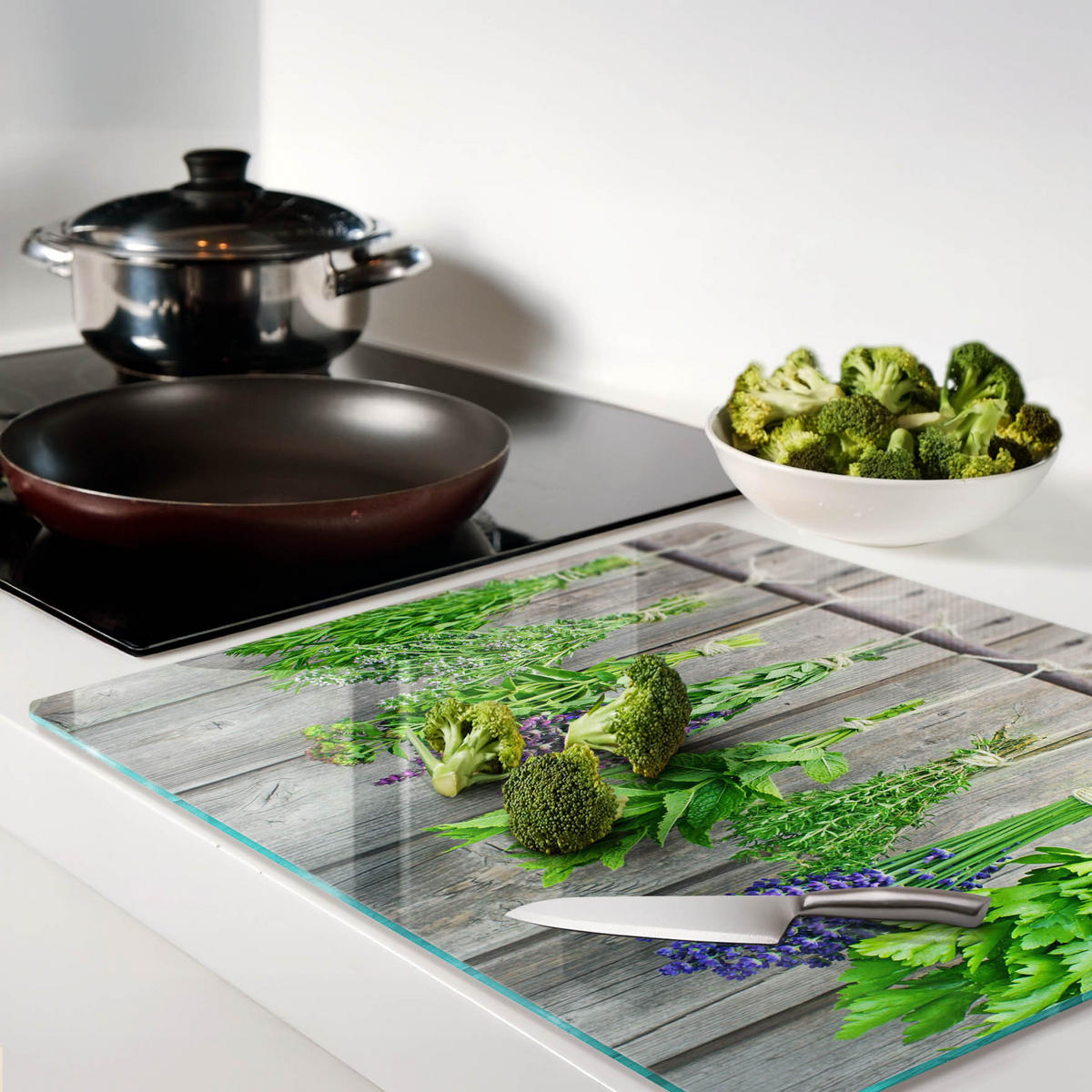 GLASPLATTE 60x52 cm Kräuterschnur - Grün, Glas (60/0.4/52cm) - TULUP