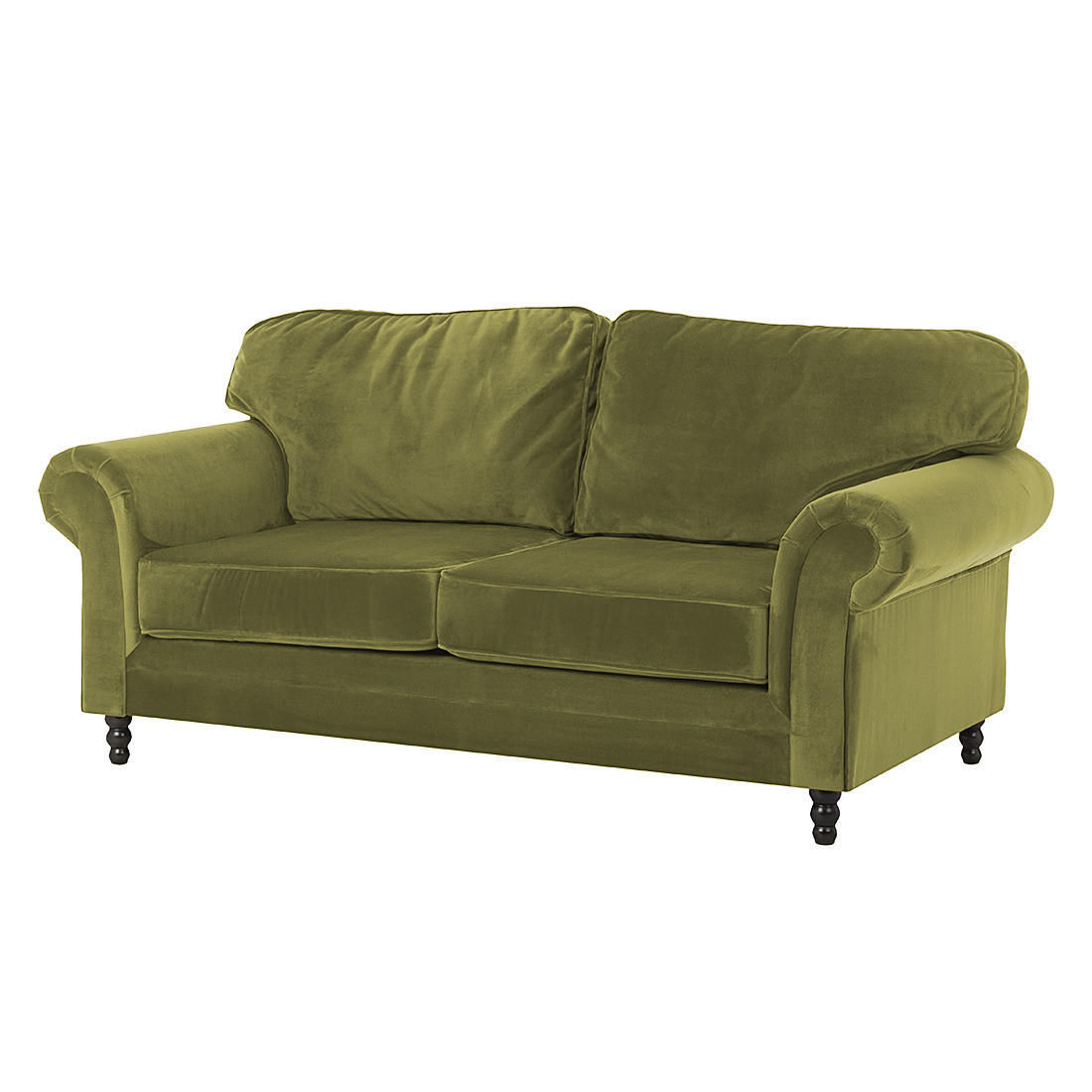 3-SITZER SOFA - Samt - Olivgrün, Textil (202/93/100cm) - home24