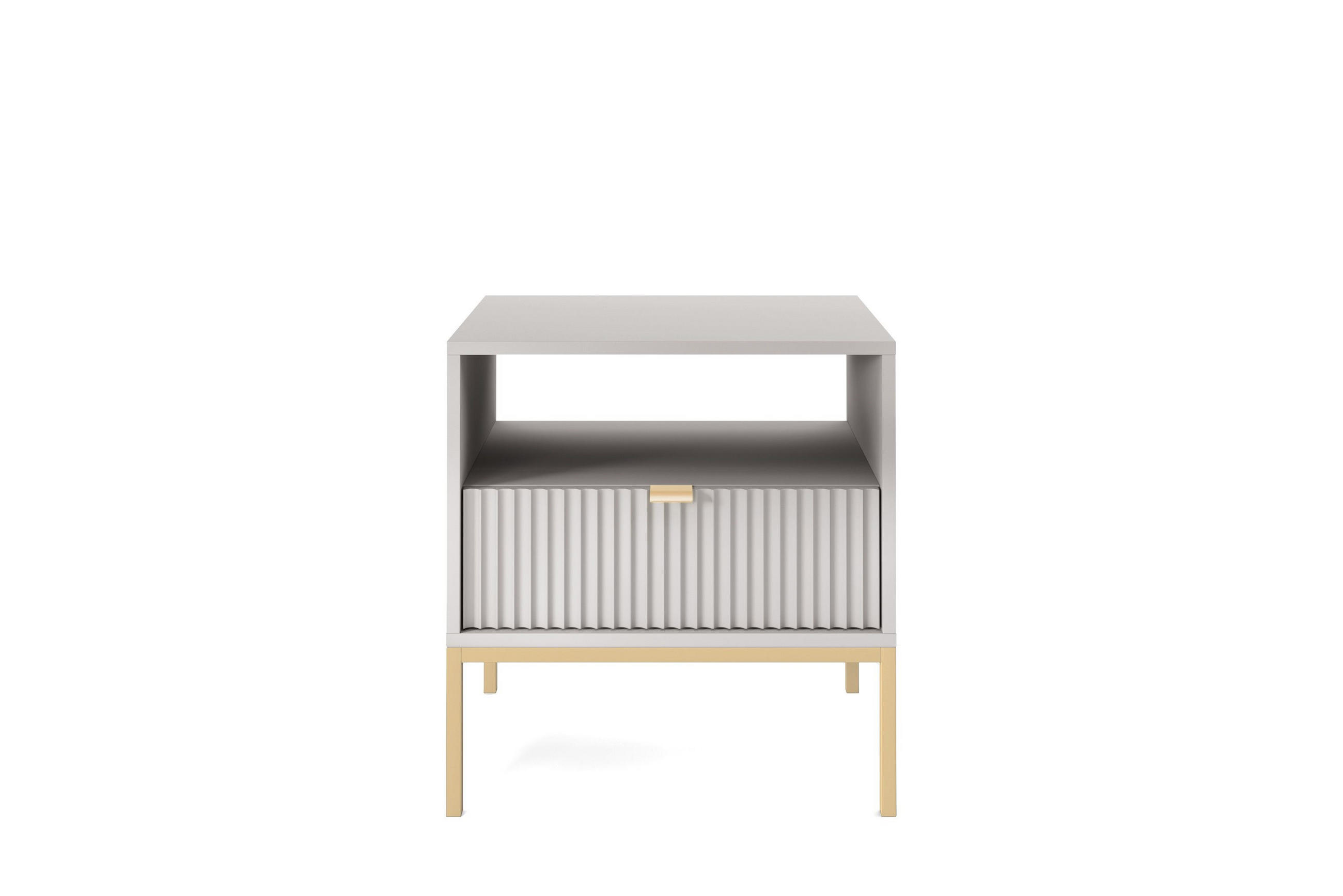 NACHTTISCH Nova - NOC, Geriffelte Front mit Goldenes Griffdesign 54x39x56 cm Grau - Goldfarben/Graphitfarben, Holzwerkstoff/Kunststoff (54/56/39cm) - DomoHome