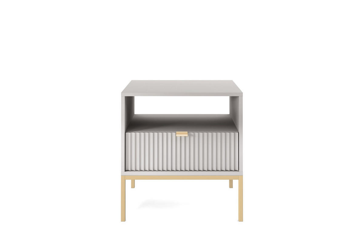 NACHTTISCH Nova - NOC, Geriffelte Front mit Goldenes Griffdesign 54x39x56 cm Grau - Goldfarben/Graphitfarben, Holzwerkstoff/Kunststoff (54/56/39cm) - DomoHome