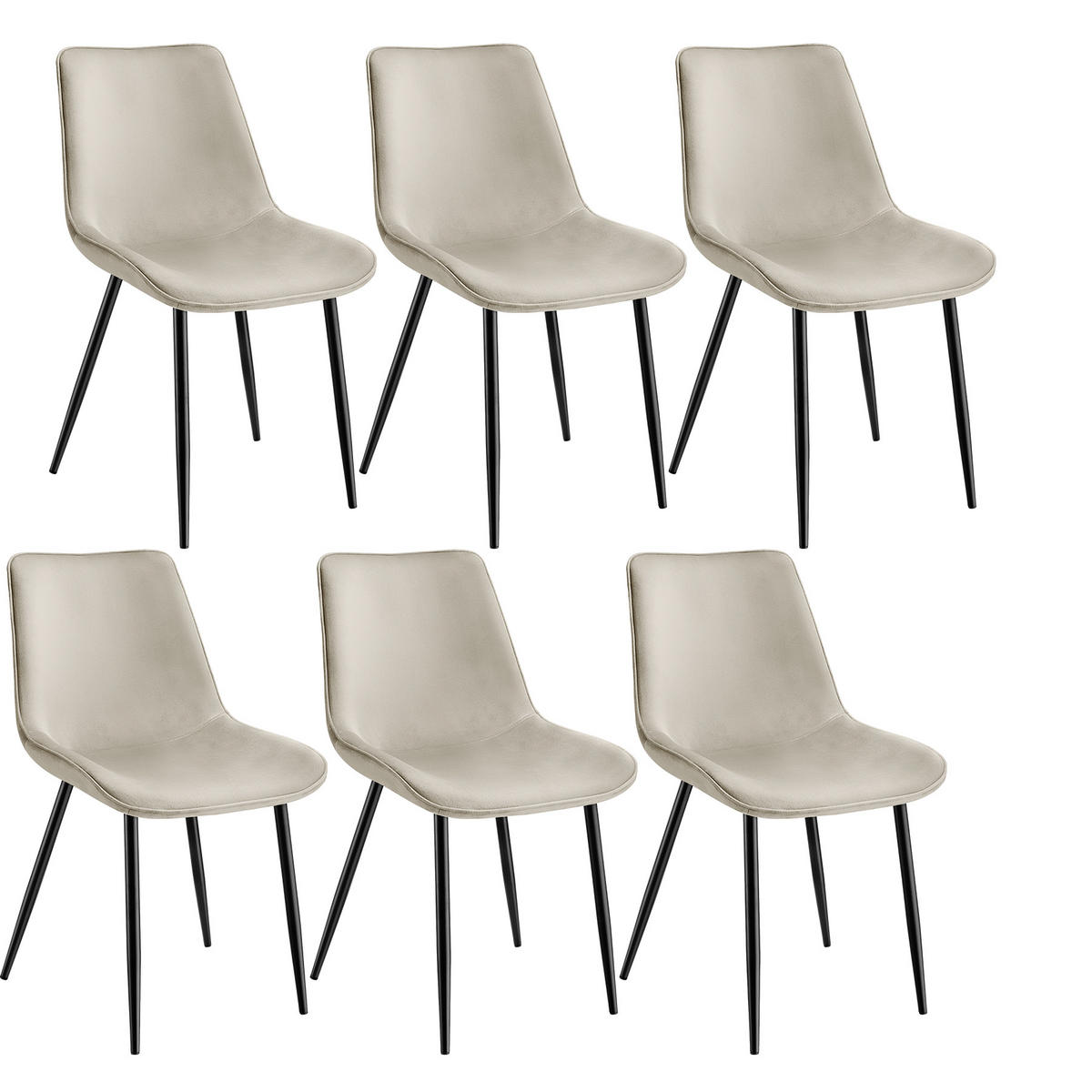 STUHL 6er Set Monroe 48 x 59 x 82 5 cm creme - Creme, Textil (48/82.5/59cm) - tectake