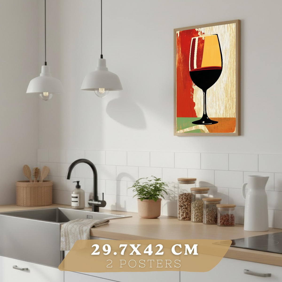 PLAKAT Sada 2 Retro 2 A3 Černý rám - černá, papír (29.7/1/42cm) - Nacnic