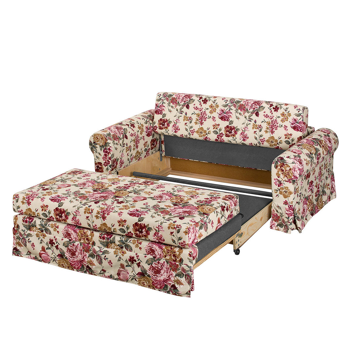 SCHLAFSOFA mit Husse - Beige/Rot, Textil (165/90/90cm) - home24