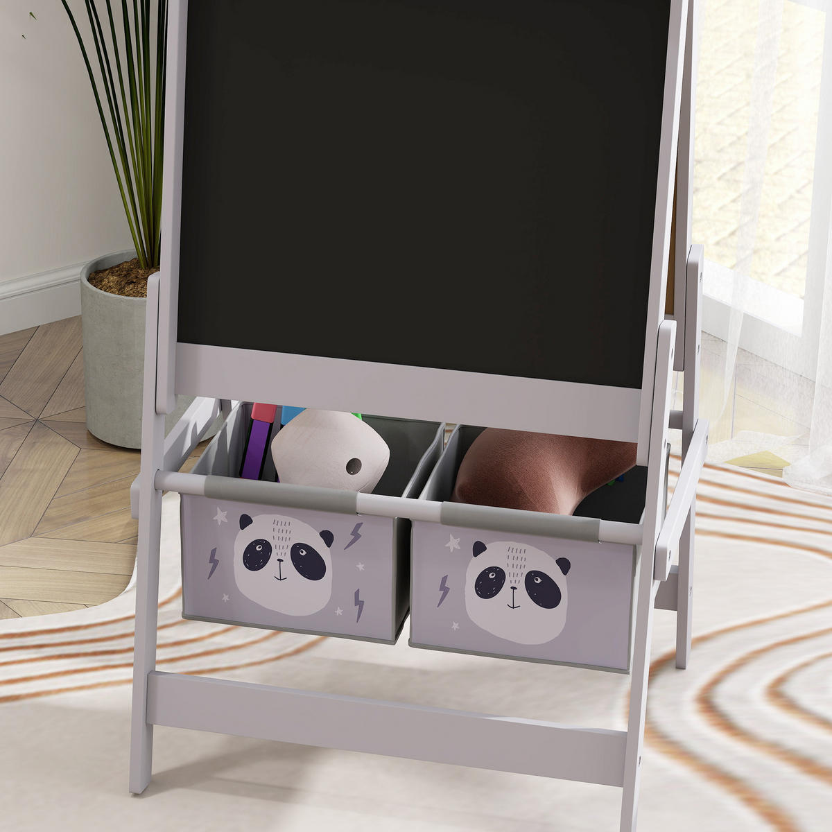 MALTAFEL DE-18210 3-in-1 mit Papierrolle, 2 Körbe Grau - Grau, Holzwerkstoff (46.5/93/54cm) - ComfortXL