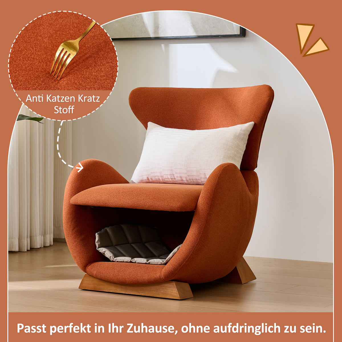 LOUNGESSESSEL Walhai Design Haustier Einzelsofa - Terracotta, Textil (66/76/66cm) - FLIEKS