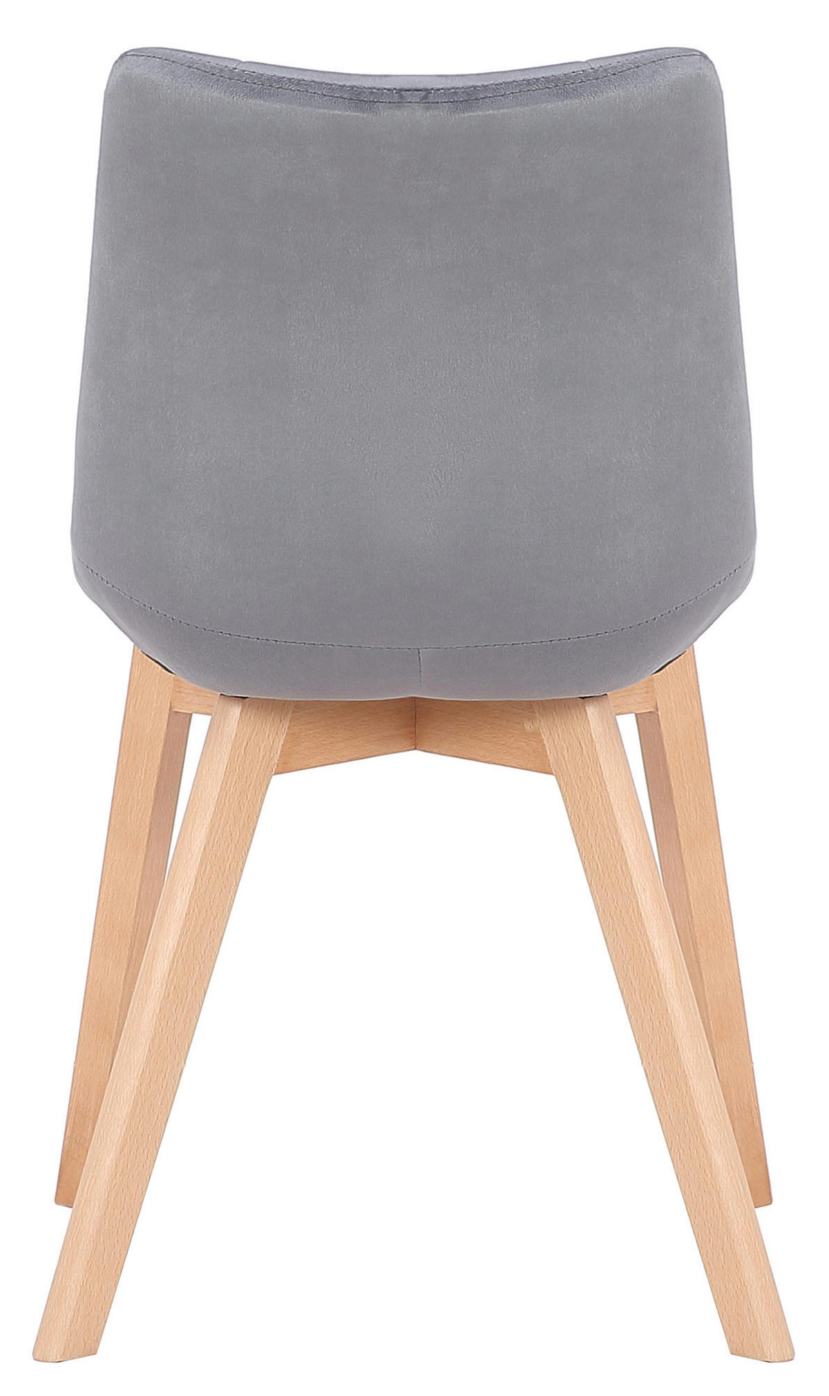 STUHL 2er Set Samt Grau - Eukalyptusholzfarben/Grau, Holz/Textil (46/82/61cm) - CLP