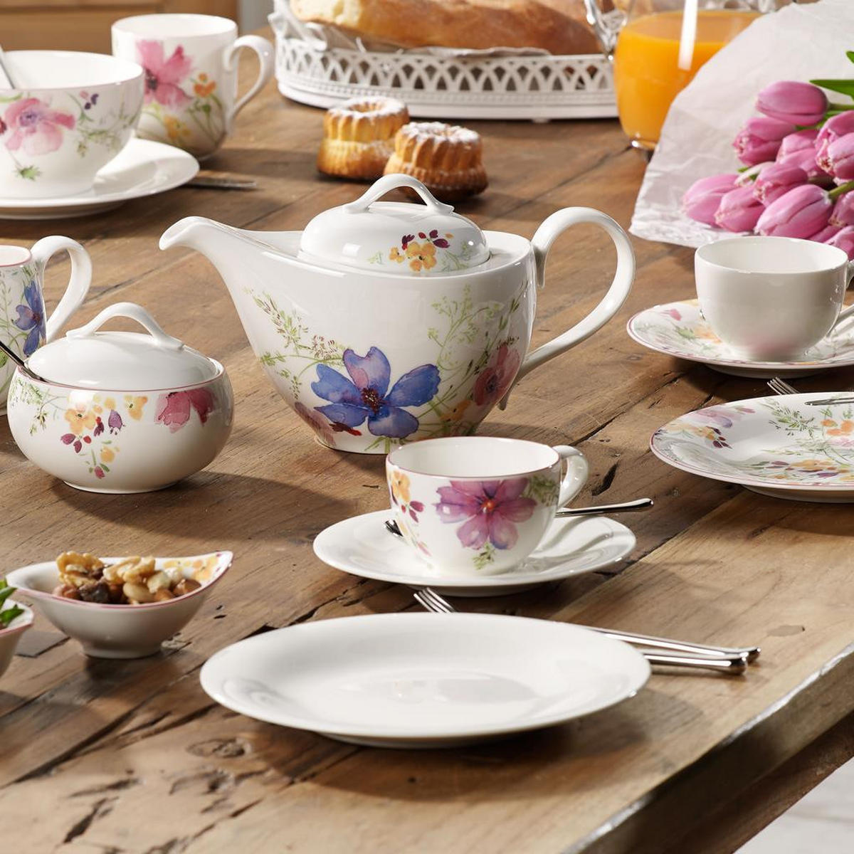 FRÜHSTÜCKSUNTERTASSE Mariefleur Gris Basic bunt ø 19 cm - Multicolor, Keramik (19cm) - Villeroy & Boch