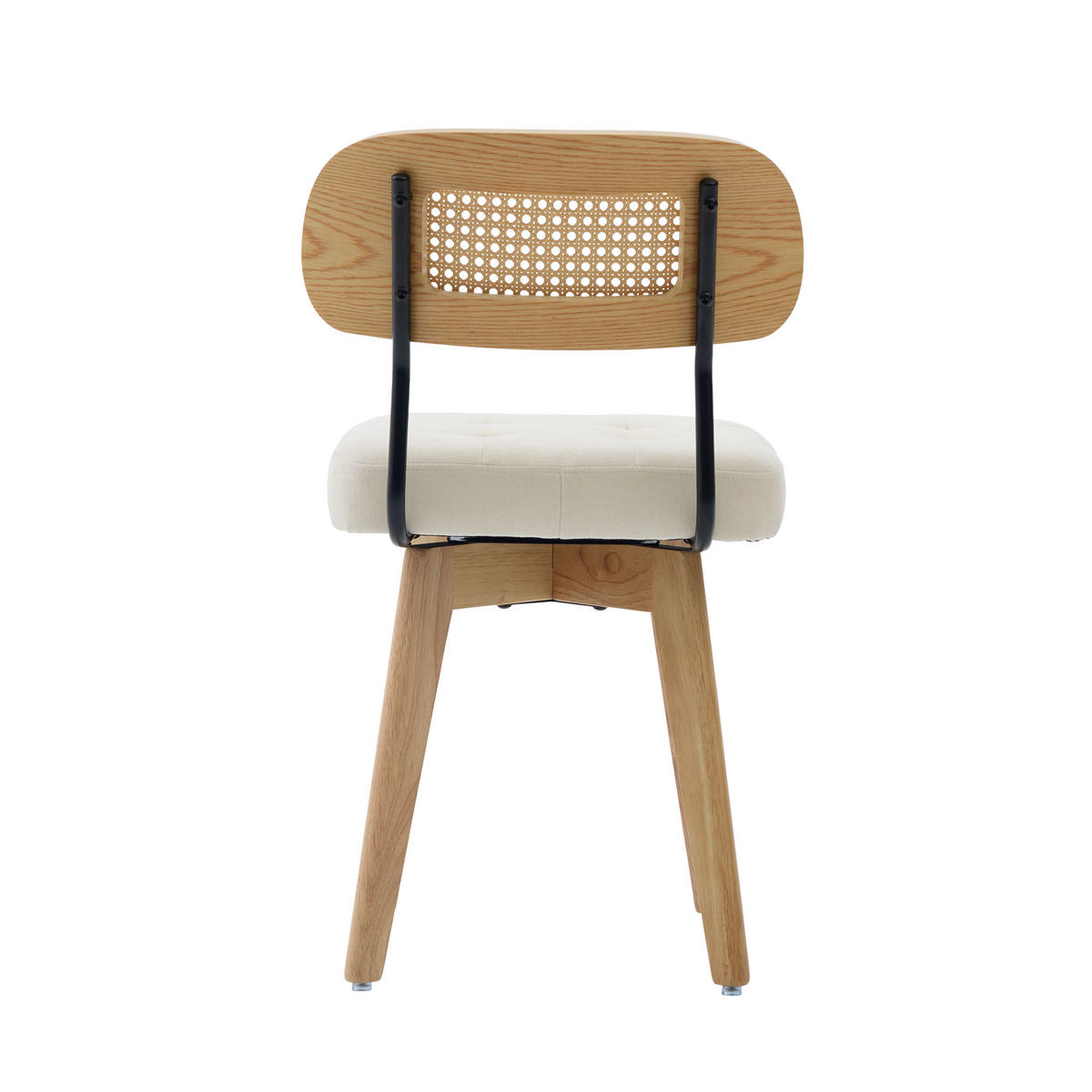 ESSZIMMERSTUHL 2er Set 360° drehbar, Wiener Geflecht, Chenille, Massivholz, Beige - Eichefarben/Beige, Holz/Textil (43/77/50cm) - LVHOM
