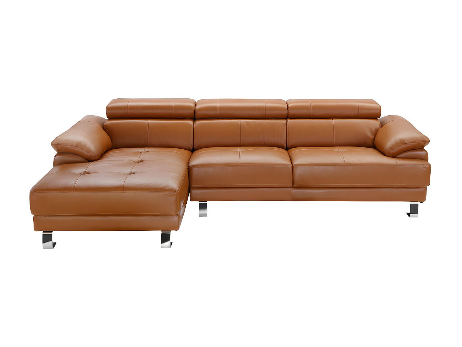 SOFA ohne Schlafmöglichkeit - 5 Personen - Leder - Camel - - Hellbraun, Leder (265/74/165cm) - Vente-Unique