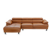 SOFA ohne Schlafmöglichkeit - 5 Personen - Leder - Camel - - Hellbraun, Leder (265/74/165cm) - Vente-Unique