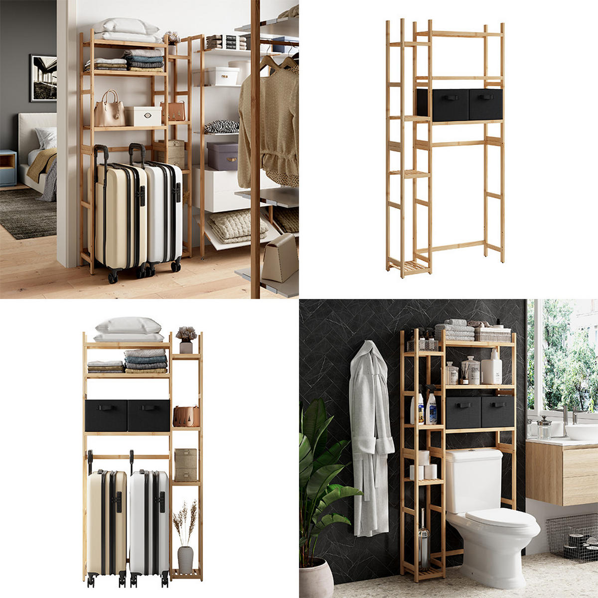 WASCHMASCHINENSCHRANK Bilbao Bambus 78.5 x 163 cm mit 2 Vliesschubladen - Grün, Holzwerkstoff (78.5/163/23.5cm) - Vicco