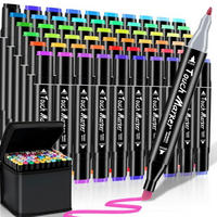 ALKOHOL Marker Set 60 Farben Doppelseitige Pinselspitze - Multicolor, Kunststoff (10/10/15cm)