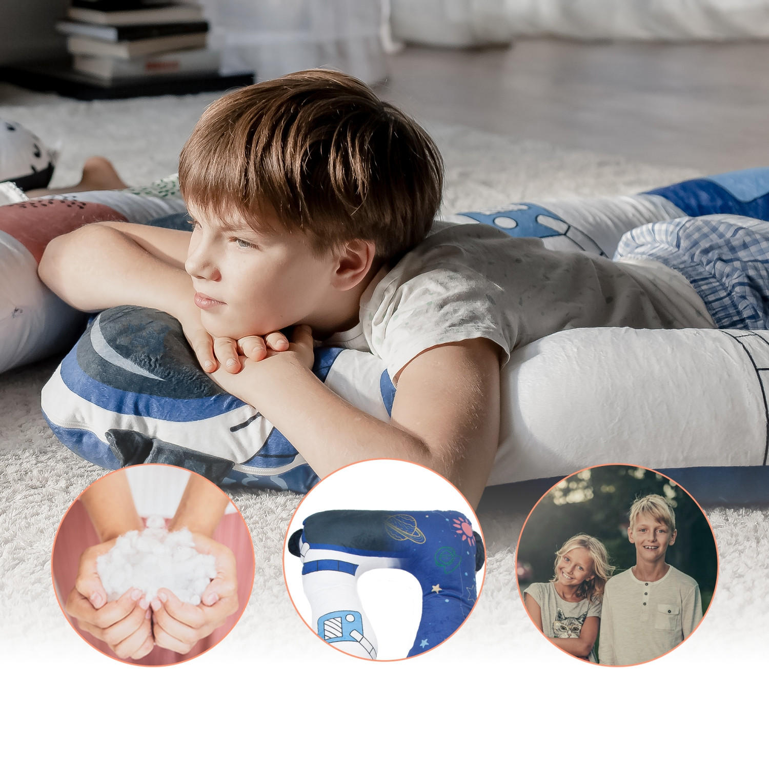 KISSEN für Kinder- Astronaut - Dunkelblau, Textil (60/120cm) - KomfortKissen