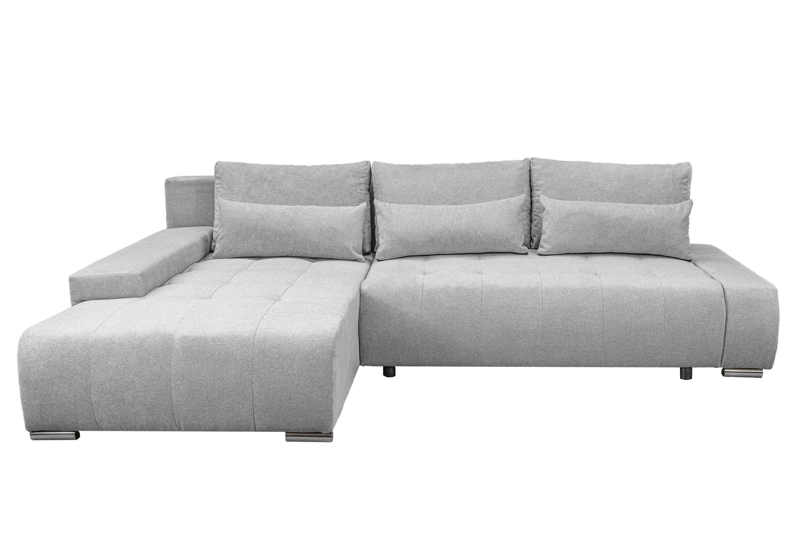 ECKSOFA Bloom mit Bettkasten und Schlaffunktion L-Form - Hellgrau, Textil (267/185cm)