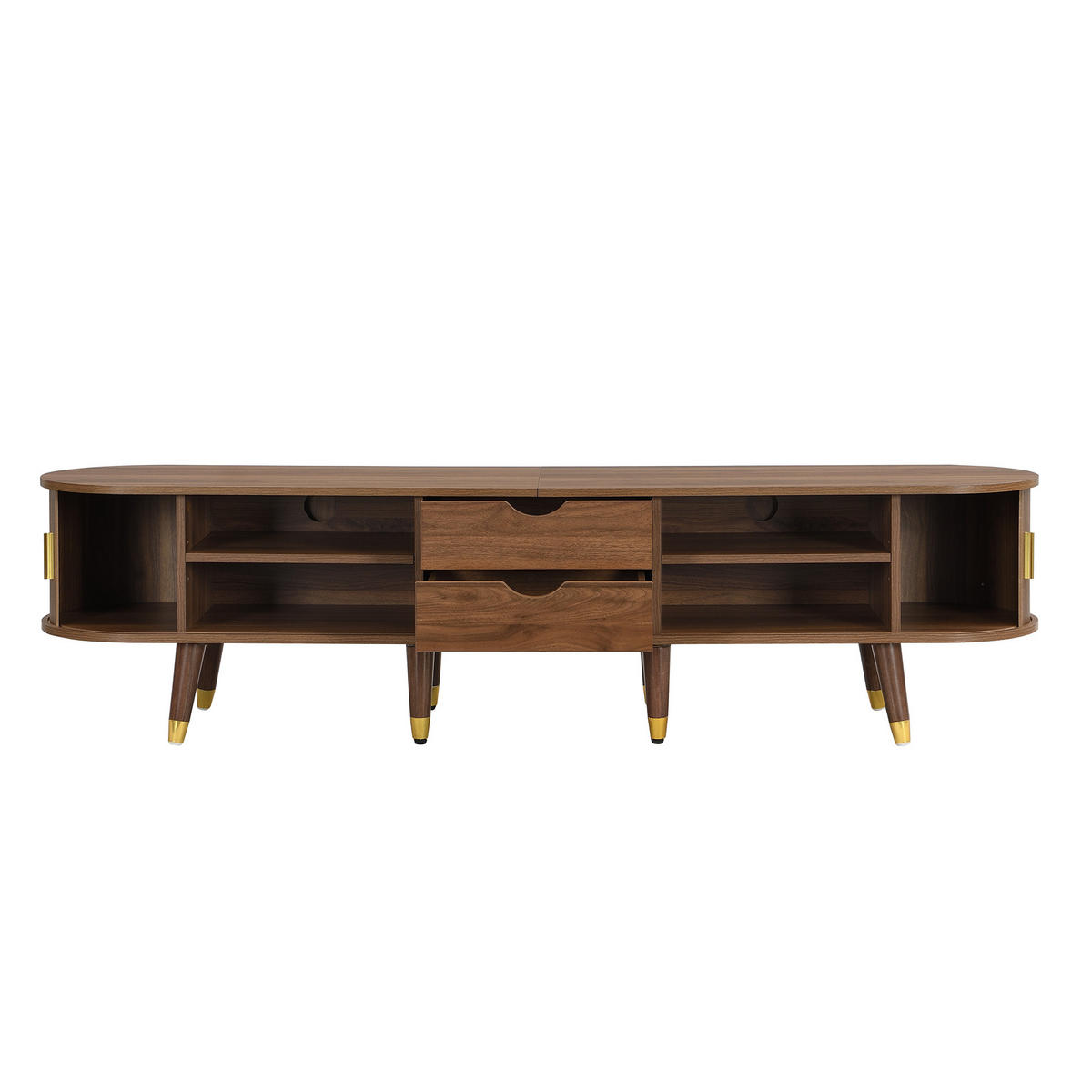 TV-ELEMENT 175 cm Walnussoptik MDF mit Rattan-Schiebetür und Stauraum - Nussbaumfarben, Holzwerkstoff (38/45/175cm) - Korfee