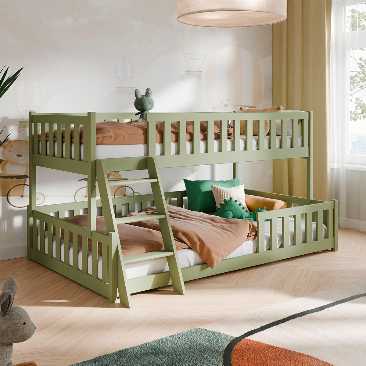 POSTEL 120/200 Léane Olive - zelená barva, dřevo (120/200cm) - Petits-meubles