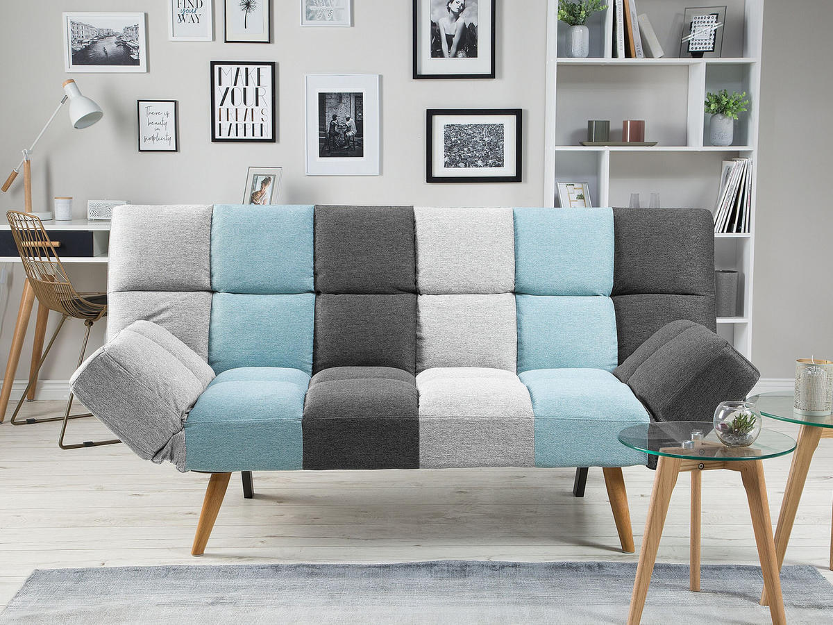 3-SITZER-SCHLAFSOFA Polsterbezug Grau Ingaro - Multicolor, Textil (182/86/79cm) - Beliani