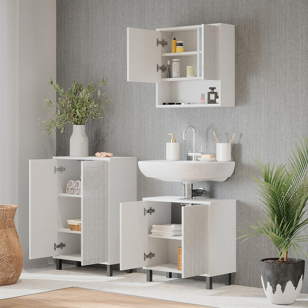 MIDISCHRANK Agasta Weiß 56.2 x 83.2 cm - Weiß, Holzwerkstoff (56.2/83.2/28cm) - Vicco