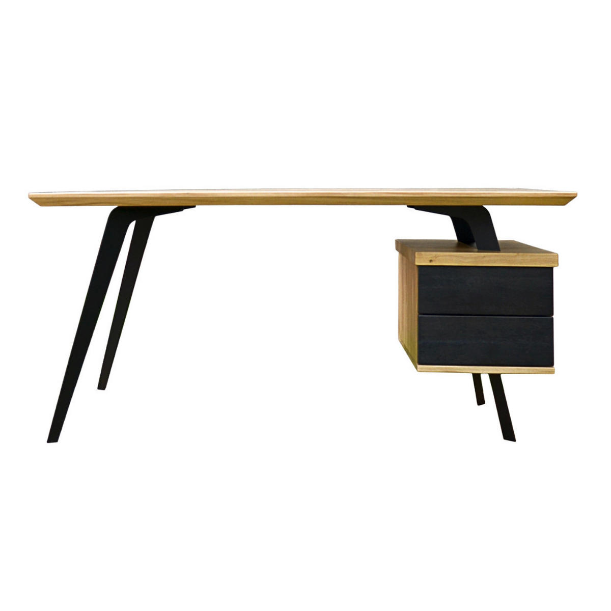 SCHREIBTISCH aus Eichenholz auf Metallbeinenfürs Büro VITA II - Eichefarben, Holz (80/160/75cm) - Rawood Furniture