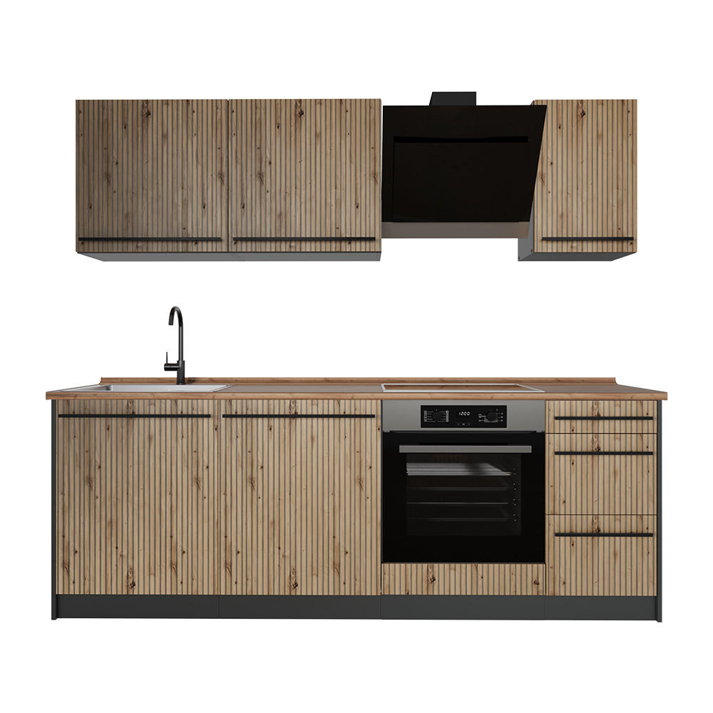 KUCHYŇSKÝ KOUT R-Line, Řemeslný dub/Antracit, 220 cm, PD Dub - antracitová/dub artisan, kompozitní dřevo (220/81.6/46cm) - Vicco