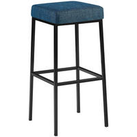 BARHOCKER Stoff blau - Blau/Schwarz, Textil/Metall (37/83/37cm) - CLP