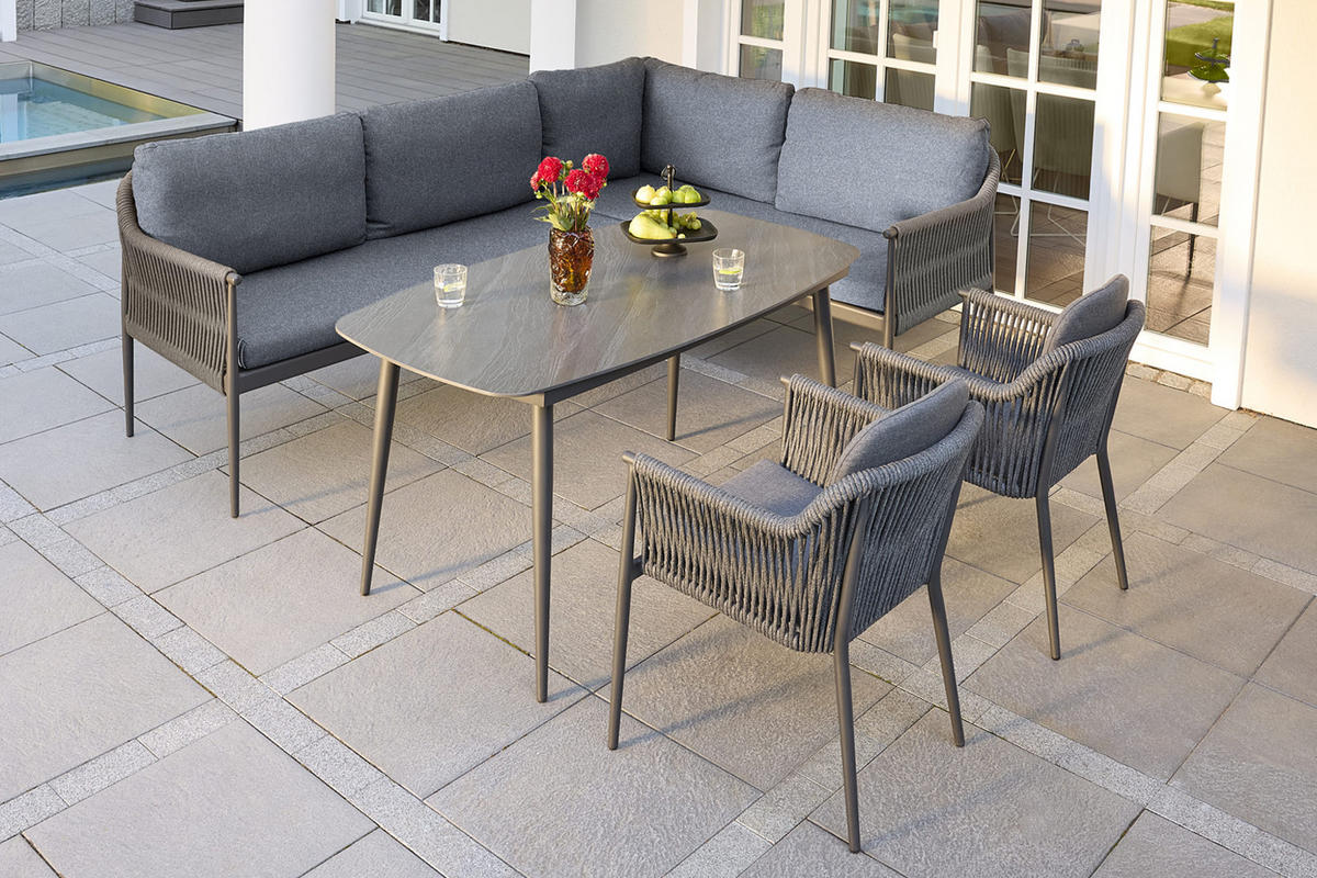 GARTENTISCH Balu 160x90x75cm, Stein, Anthrazit - Anthrazit, Stein (90/160/75cm) - dasmöbelwerk