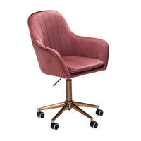 SCHALENSTUHL Samt mit Metallfußkreuz und 360° Drehfunktion SANDRA, Rosa 54x52x105 cm - Pink/Goldfarben, Textil/Metall (54/105/52cm) - KADIMA DESIGN