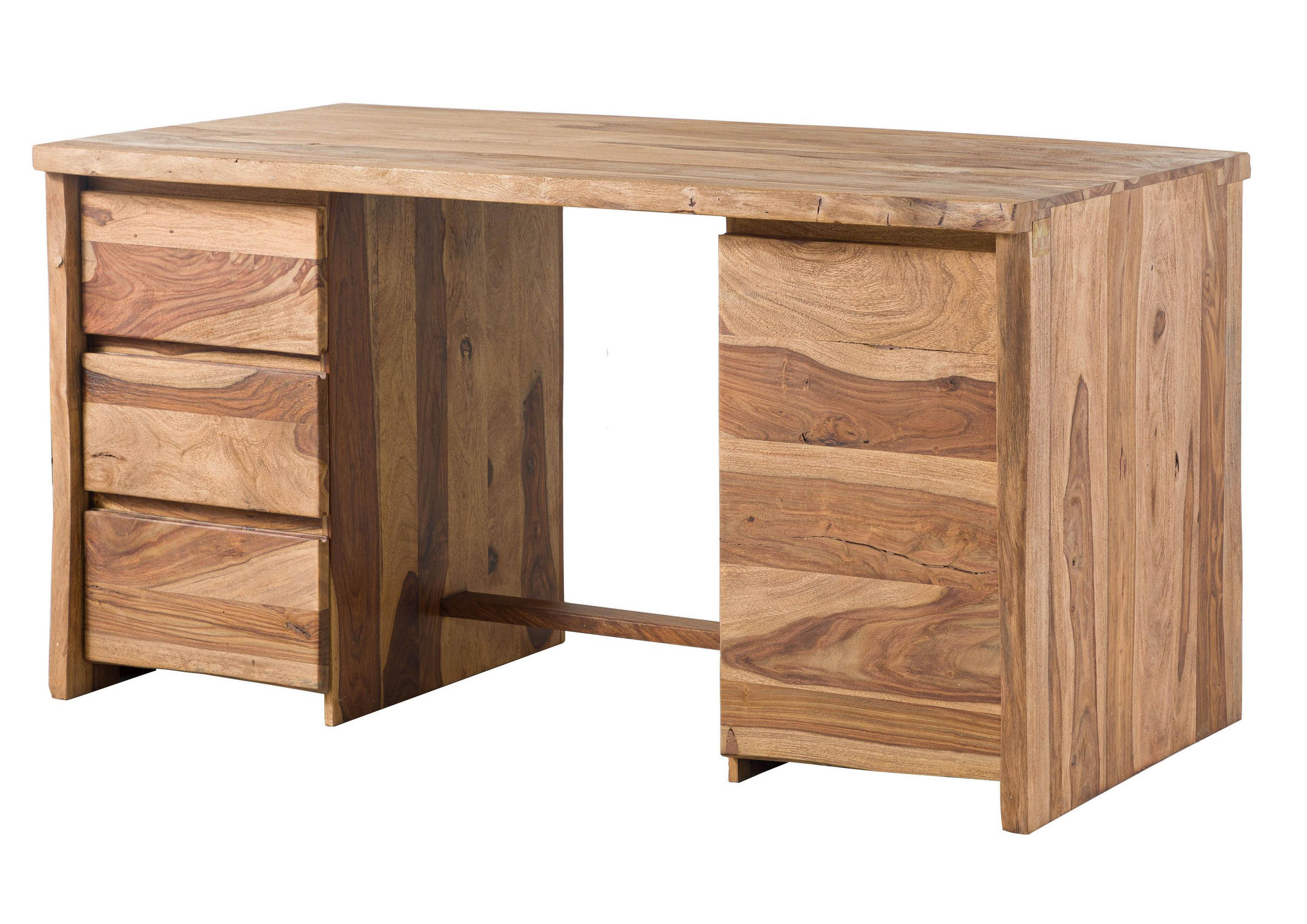 SCHREIBTISCH Sheesham 150x75x78 natur lackiert / sandgestrahlt PURE SHEESHAM #210 - Braun, Holz (75/150/78cm) - Massivmoebel24