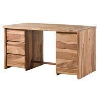 SCHREIBTISCH Sheesham 150x75x78 natur lackiert / sandgestrahlt PURE SHEESHAM #210 - Braun, Holz (75/150/78cm) - Massivmoebel24