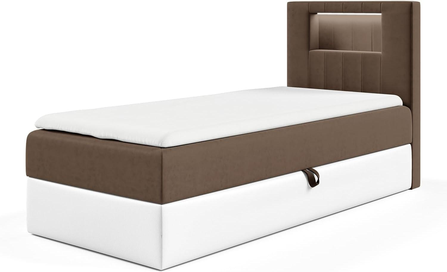 Meblini Kinderbett Braun, Weiß 82x212 cm