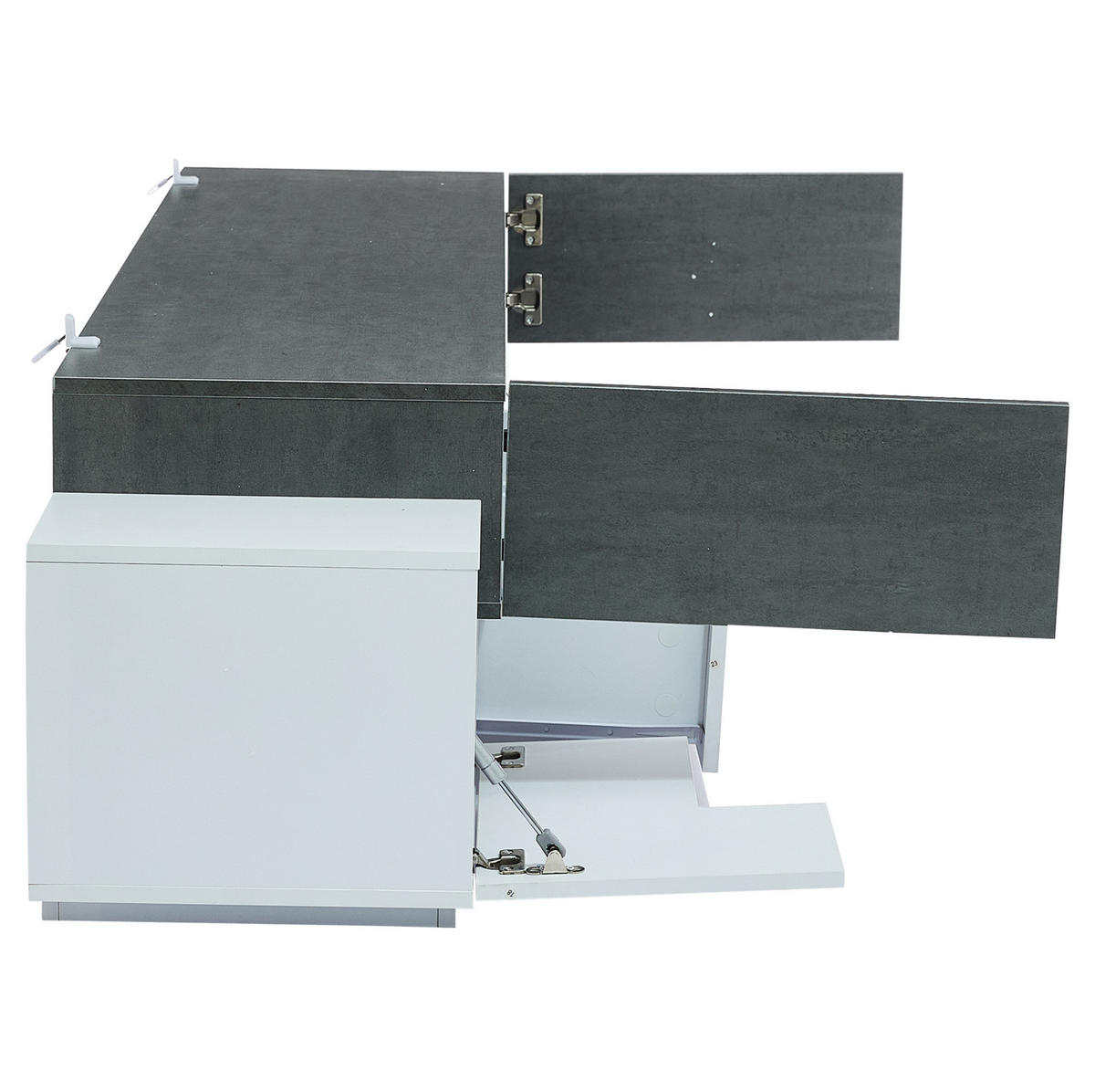 LOWBOARD 180/40/45 cm mit 2 Schubladen, LED-Beleuchtung und Glasablagen - Weiß, Holzwerkstoff (180/45/40cm) - BEAOK