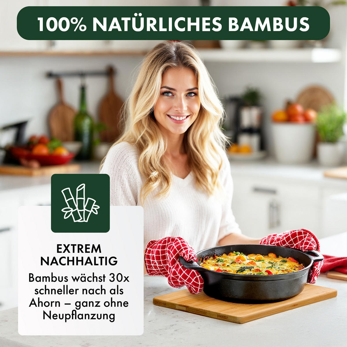 SCHNEIDEBRETT aus 100% Bambus 3er Set (XS, S, M) - Eichefarben, Holz (15/22cm) - Blumtal