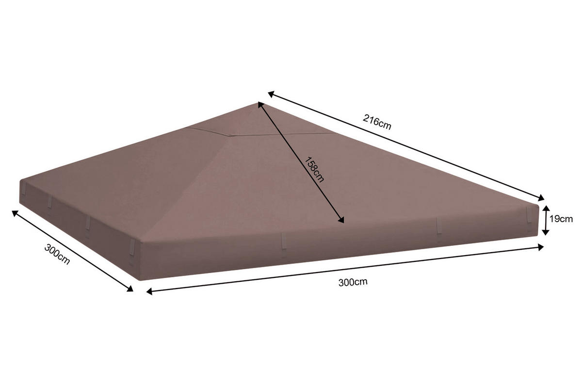 ERSATZDACH Rank-Pavillon mit Volant 3x3m Beigegrau - Taupe, Textil (300/50/300cm) - QUICK STAR
