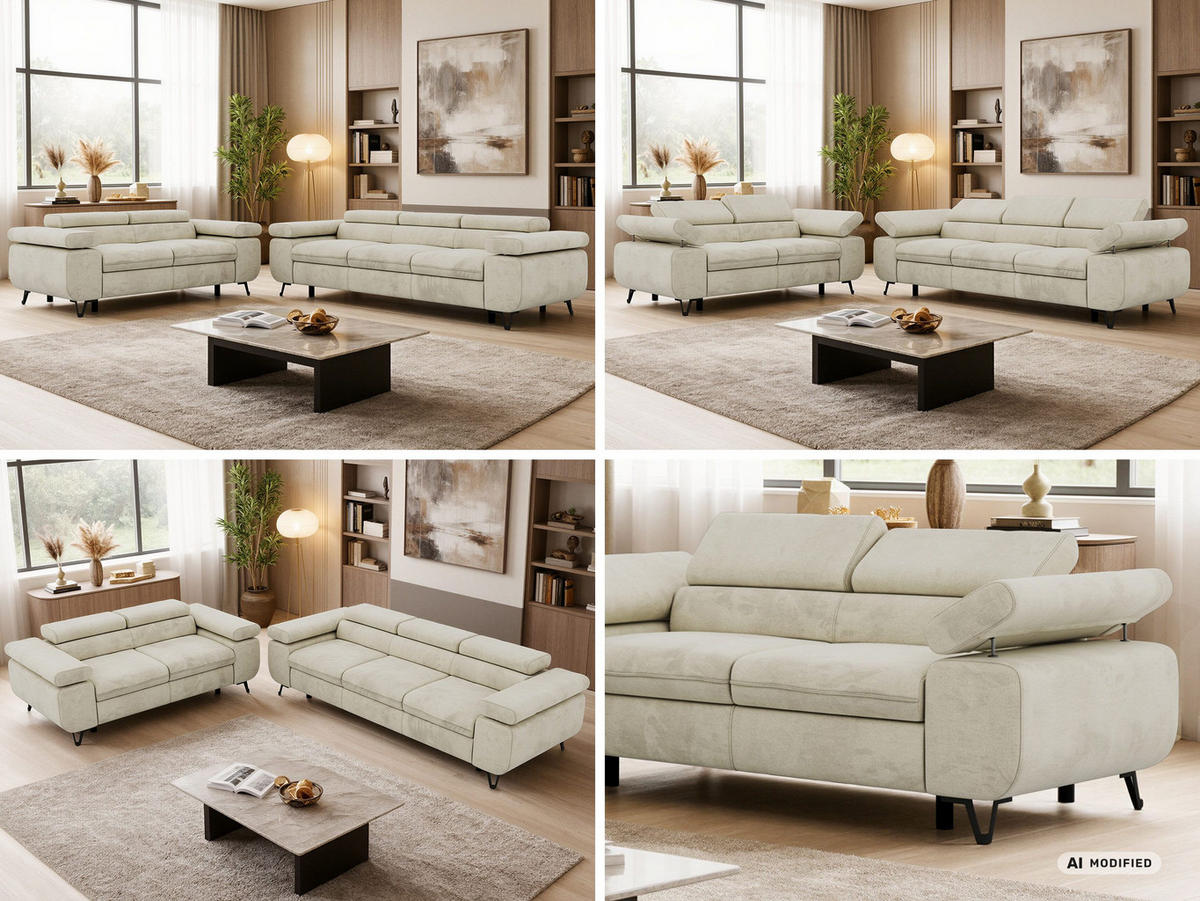 SEDACÍ SOUPRAVA PETER 2+3 - Béžová Samet - černá/béžová, kov/textil (262/76/99cm) - MKS