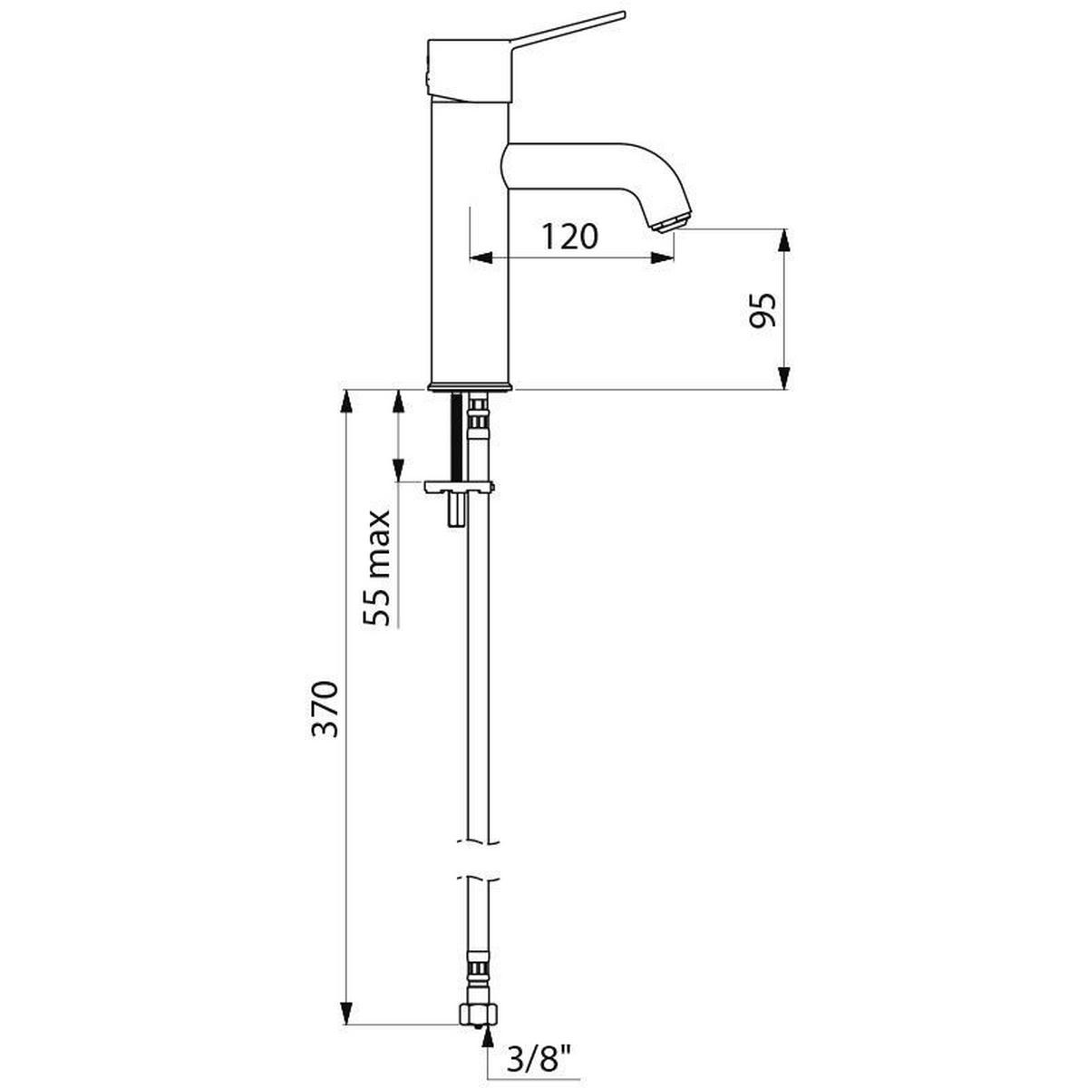 EINHEBEL-WASCHTISCHMISCHER BIOCLIP H.95, Hygiene-Ausführung - Chromfarben, Metall (22/9.5/30cm) - Delabie