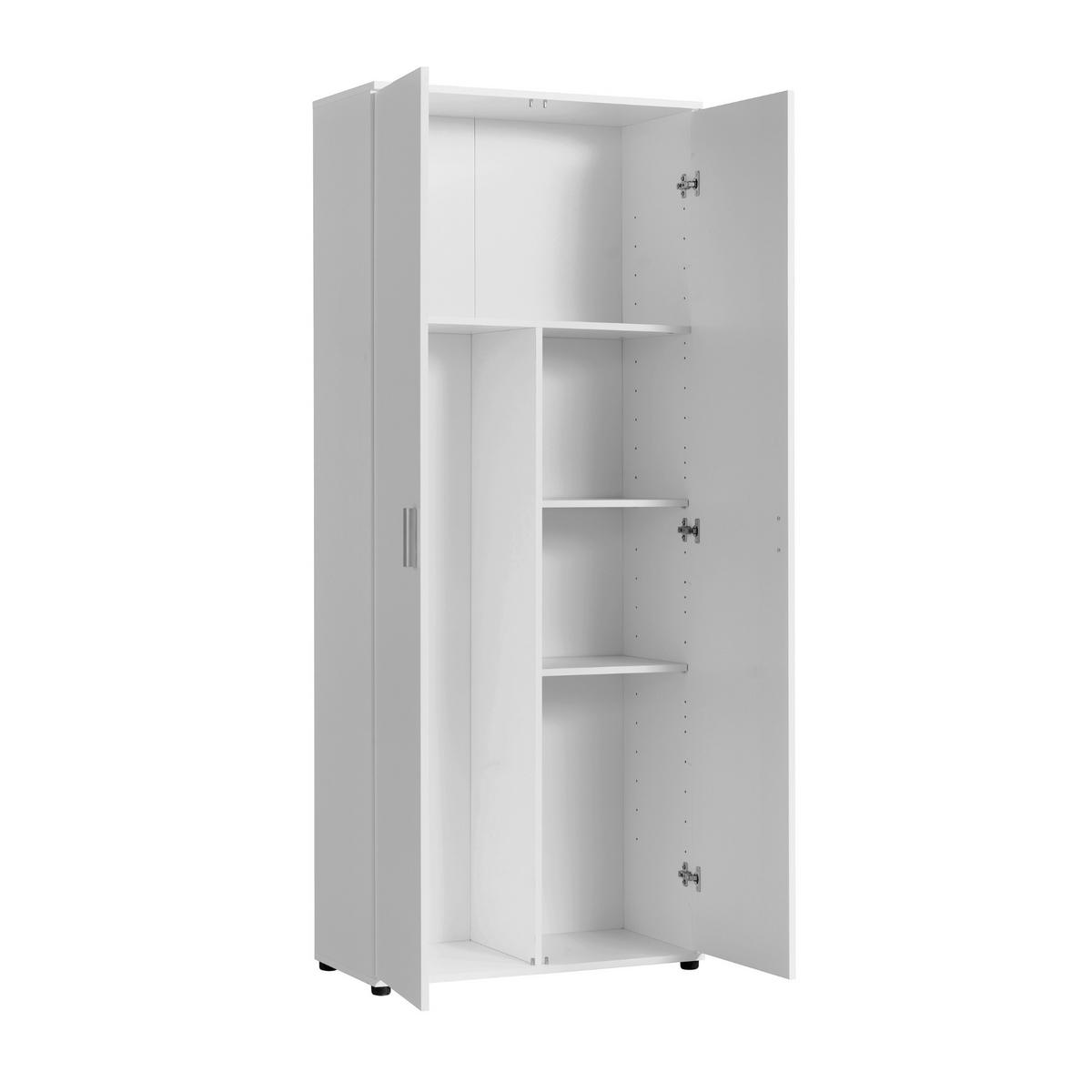 MEHRZWECKSCHRANK mit 2 Türen & 2 Einlegeböden und Fach für Staubsauger in weiß - Weiß, Holzwerkstoff (35/184/75cm) - Home Collective