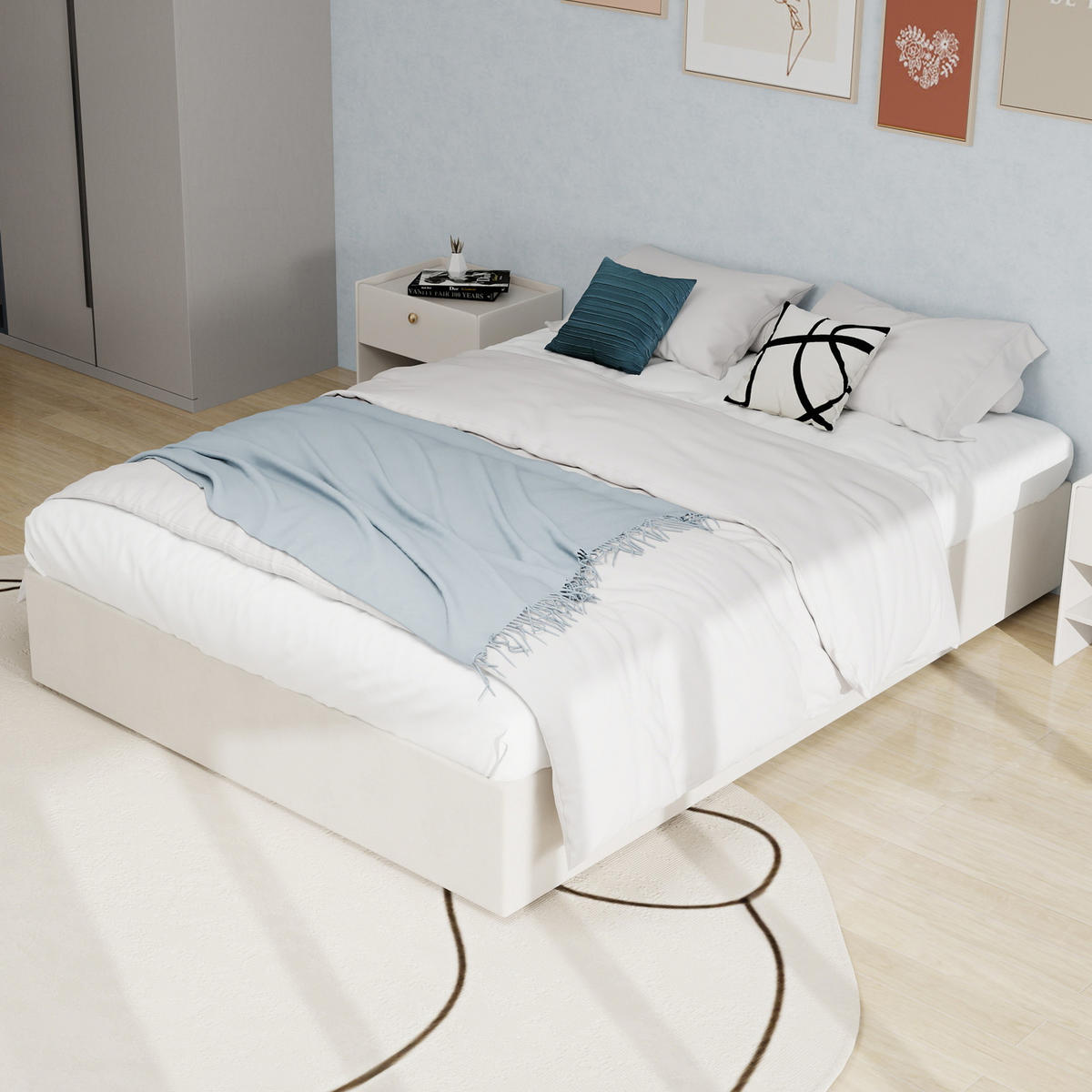 RAHMENBETT 160/200 cm in Beige - Beige, Holzwerkstoff/Textil (160/200cm) - WISHDOR