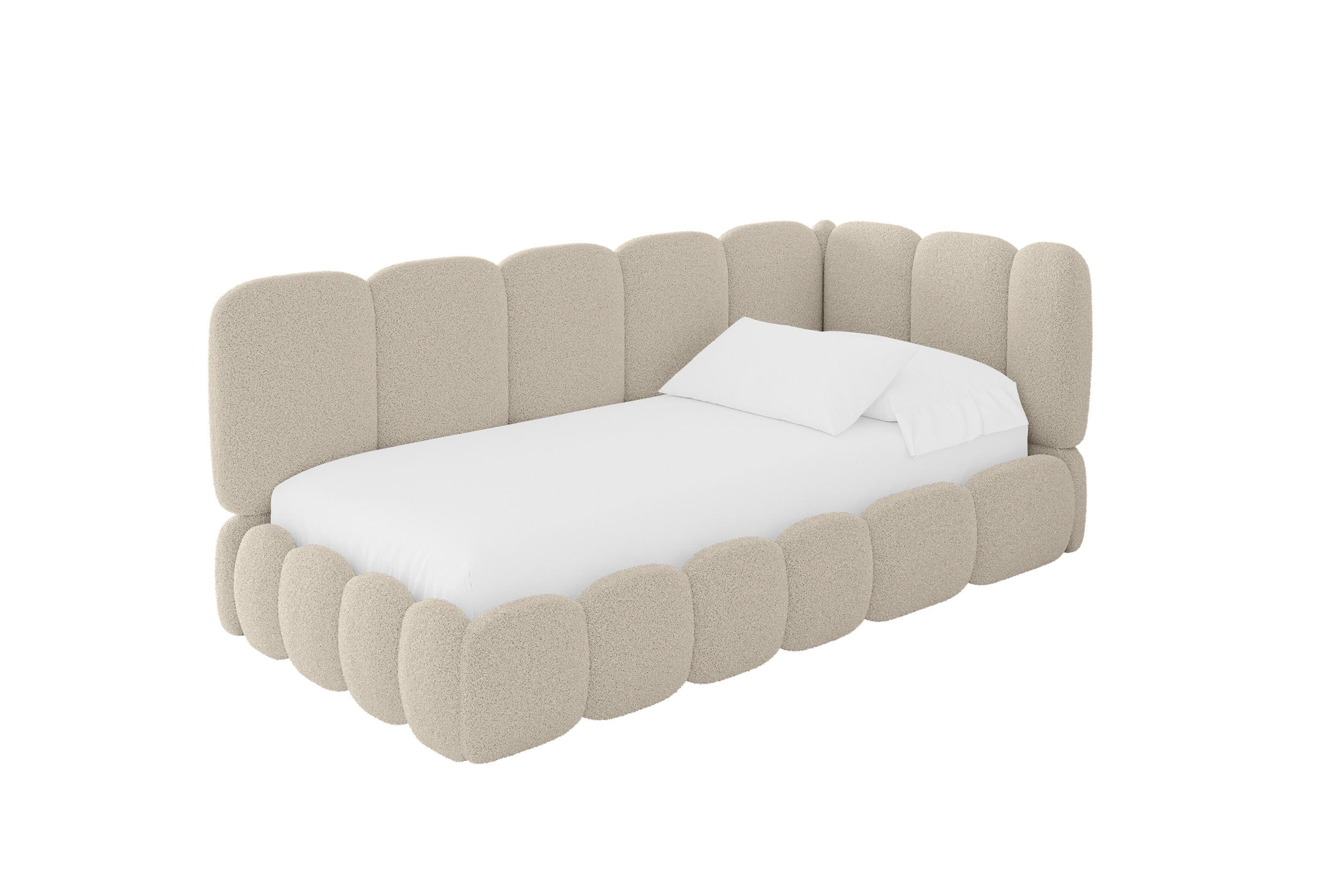 EINZELLBETT Jugendbett mit Bettkasten und Matratze H3/H4, Links - AVRY 90x200 Dunkelbeige - Cappuccino, Holzwerkstoff/Textil (90/200cm) - ALTDECOR